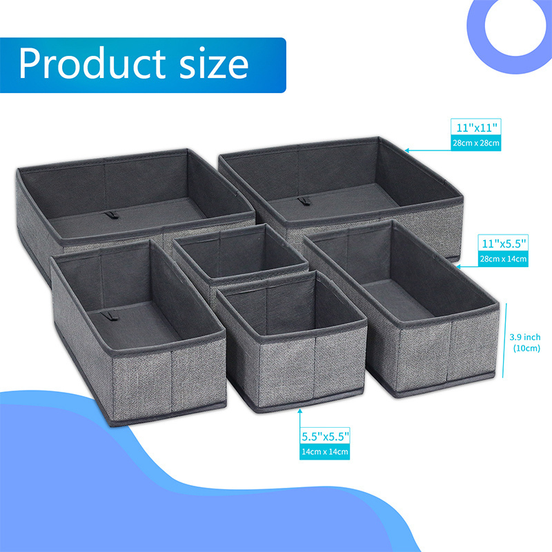 Dresser Drawer Organizer Cloth Storage Box Bra Socks Closet Organizers and storage 6 pack