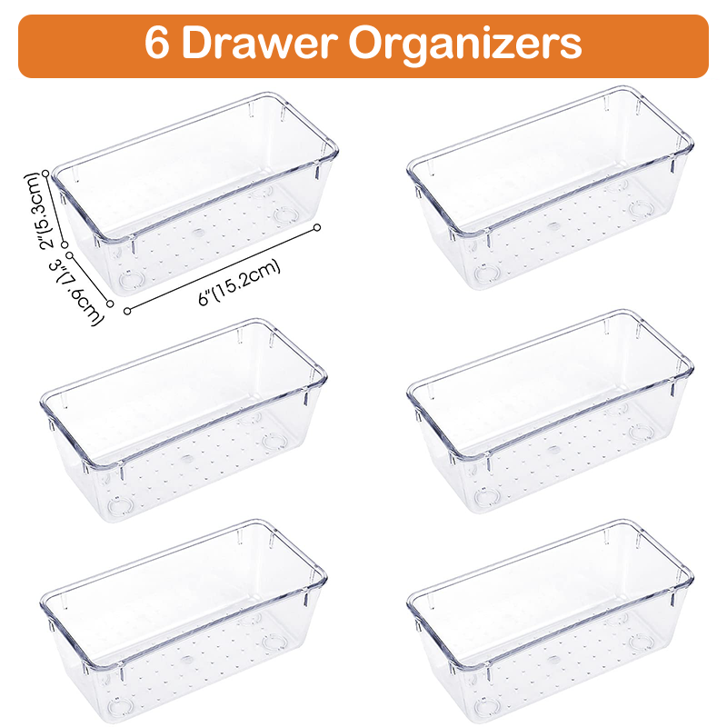 High Quality Premium Office Desk Accessories Storage Containers Makeup Organizer For Drawer 6 PCS