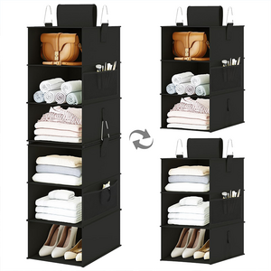 High Quality Foldable Fabric Hanging Closet Organizer Storage Bag Hanging Shelves Clothes Storage Box