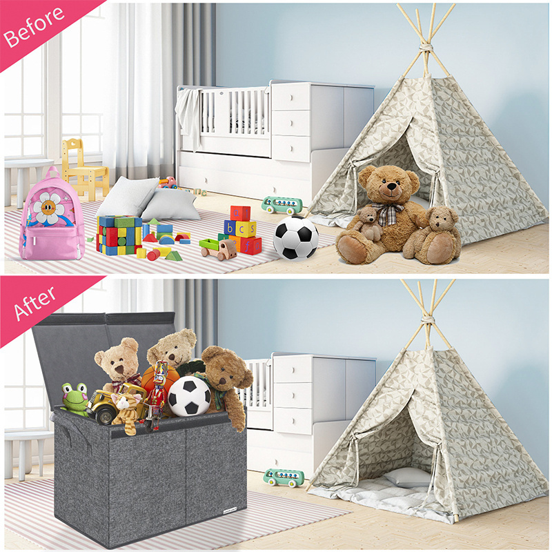 Wholesale Home Blanket Storage with Lid Collapsible Toy Organizer Box Basket for Kids 1 Pack