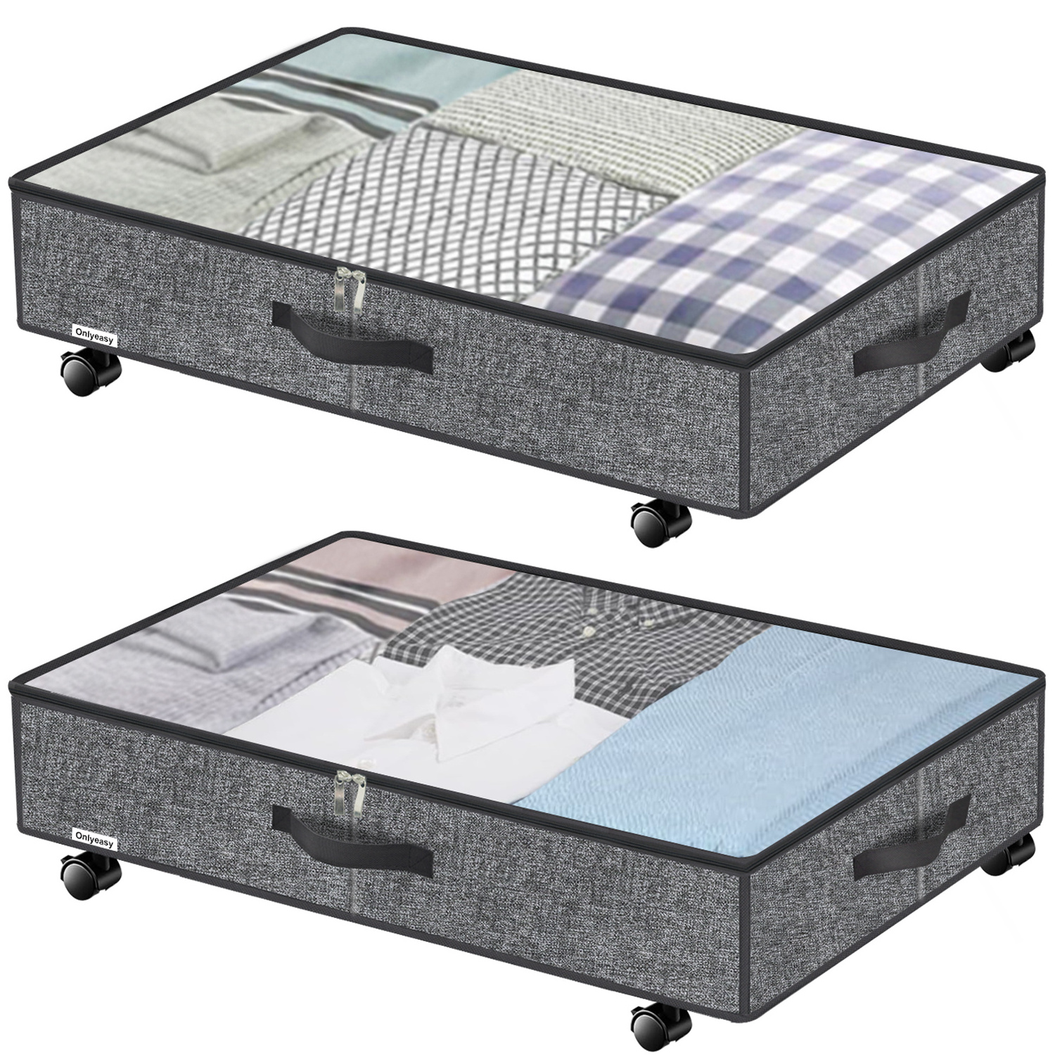 Most popular Foldable Box Container Under Bed Storage with Wheels For Home Travel 2 Pack