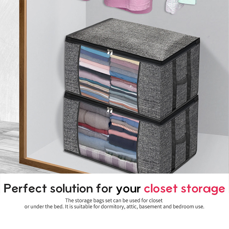 Wholesale Foldable Clothes Storage Box Bags Closet Organizers And Storage Bins With Lids 2 Pack