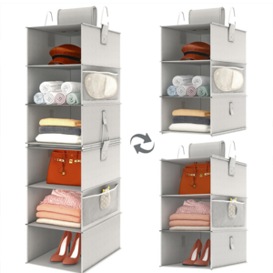 Hanging Closet Organizers and Wardrobe Clothes Storage Bags Collapsible Shelves for Shoes Toys 6 Shelf