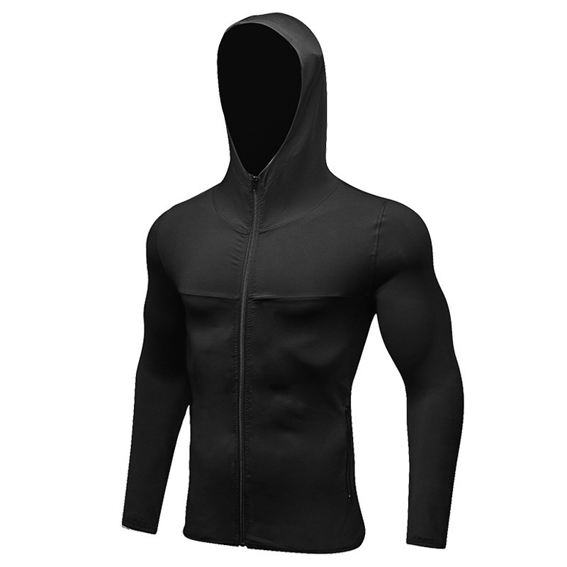 Wholesale Custom Logo Quick Dry Wind proof Long Sleeve Muscle Fit Hoodie Gym Shorts Men's Hoodies