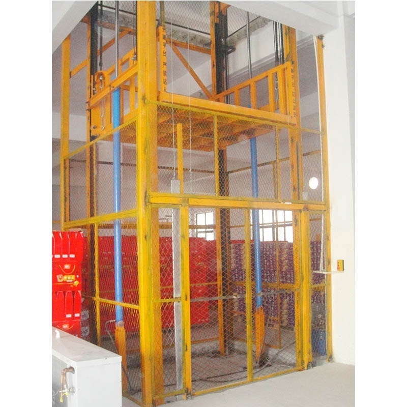 1000kg small goods freight elevator lift platform price vertical hydraulic guide rail cargo lifts for warehouse limited space