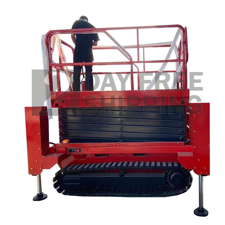 hydraulic battery electric power mini mobile track crawler self-propelled movable aerial scissor type lift types of manlifts