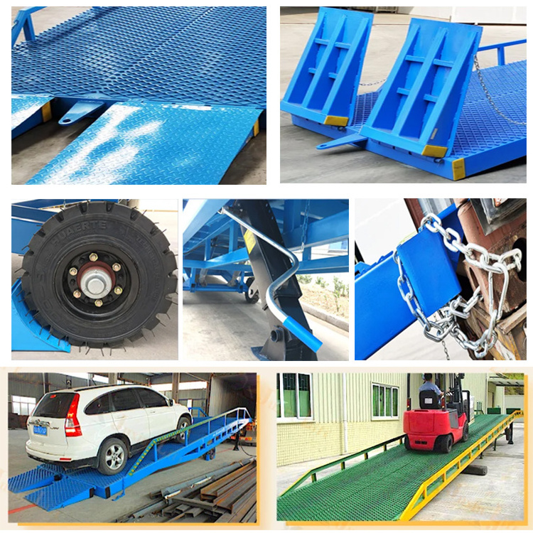 10 ton rampe de chargement mobile electric hydraulic forklift loading container yard ramps for truck