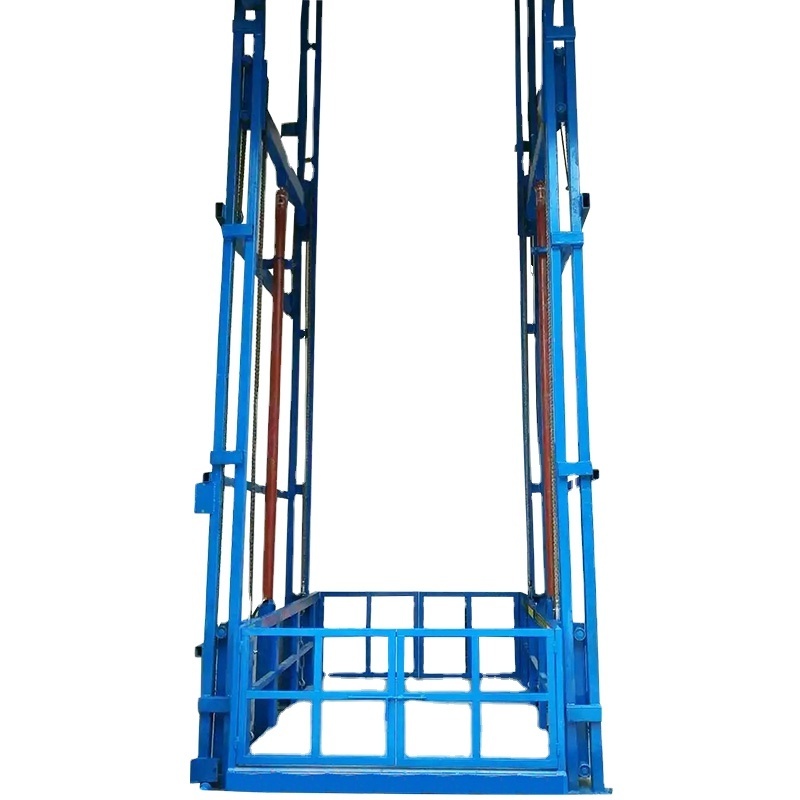 1000kg 4 meter height guide rail elevator 1 floor electric economic alignment hydraulic car cargo goods materials lift for truck