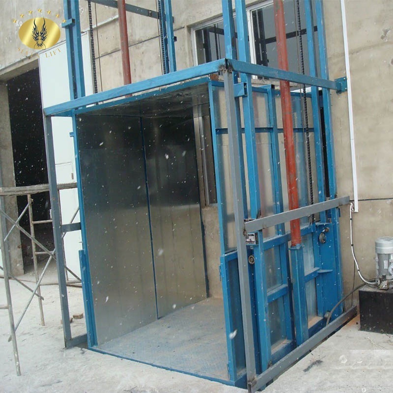 1000kg small goods freight elevator lift platform price vertical hydraulic guide rail cargo lifts for warehouse limited space