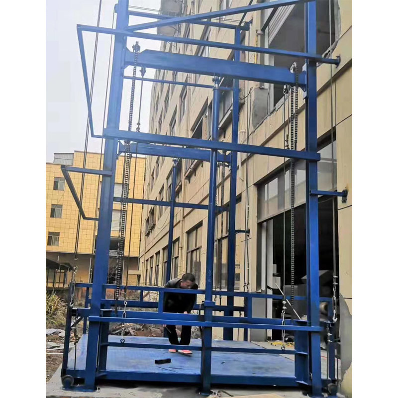 1000kg 4 meter height guide rail elevator 1 floor electric economic alignment hydraulic car cargo goods materials lift for truck