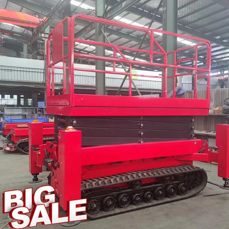 hydraulic battery electric power mini mobile track crawler self-propelled movable aerial scissor type lift types of manlifts