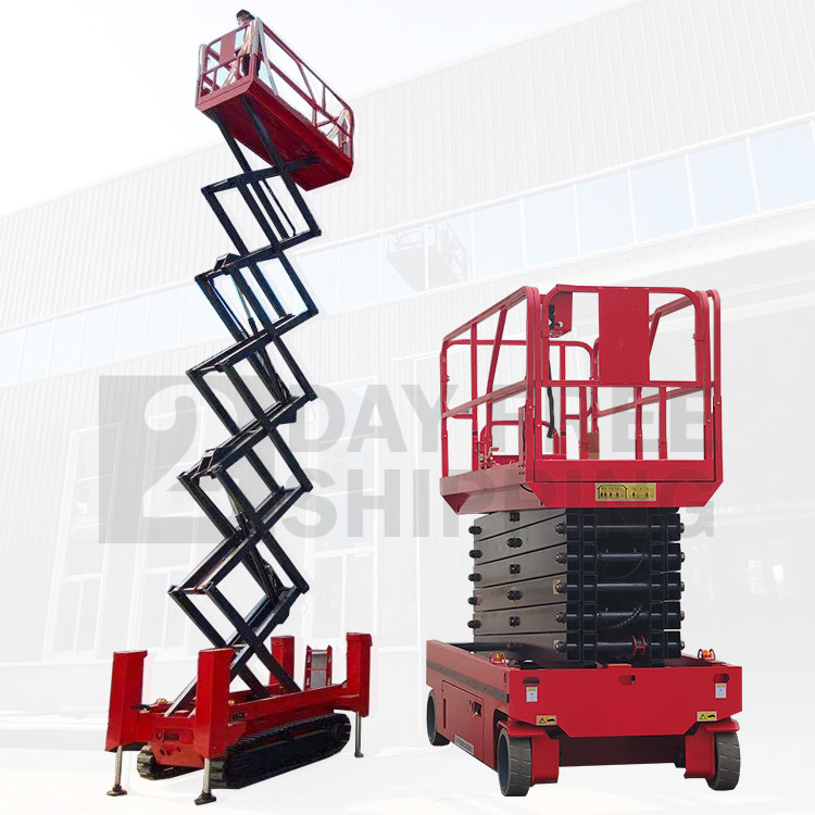 hydraulic battery electric power mini mobile track crawler self-propelled movable aerial scissor type lift types of manlifts