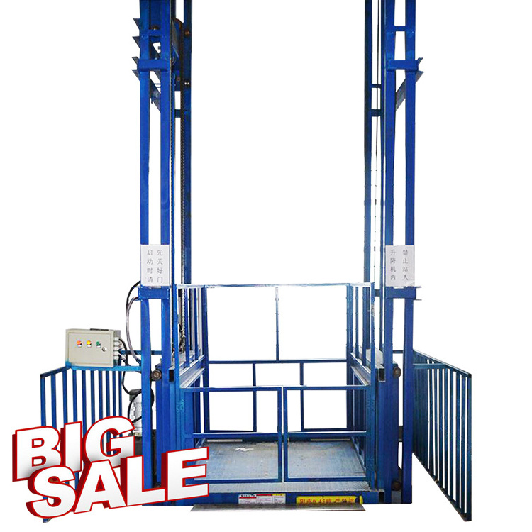 1000kg small goods freight elevator lift platform price vertical hydraulic guide rail cargo lifts for warehouse limited space