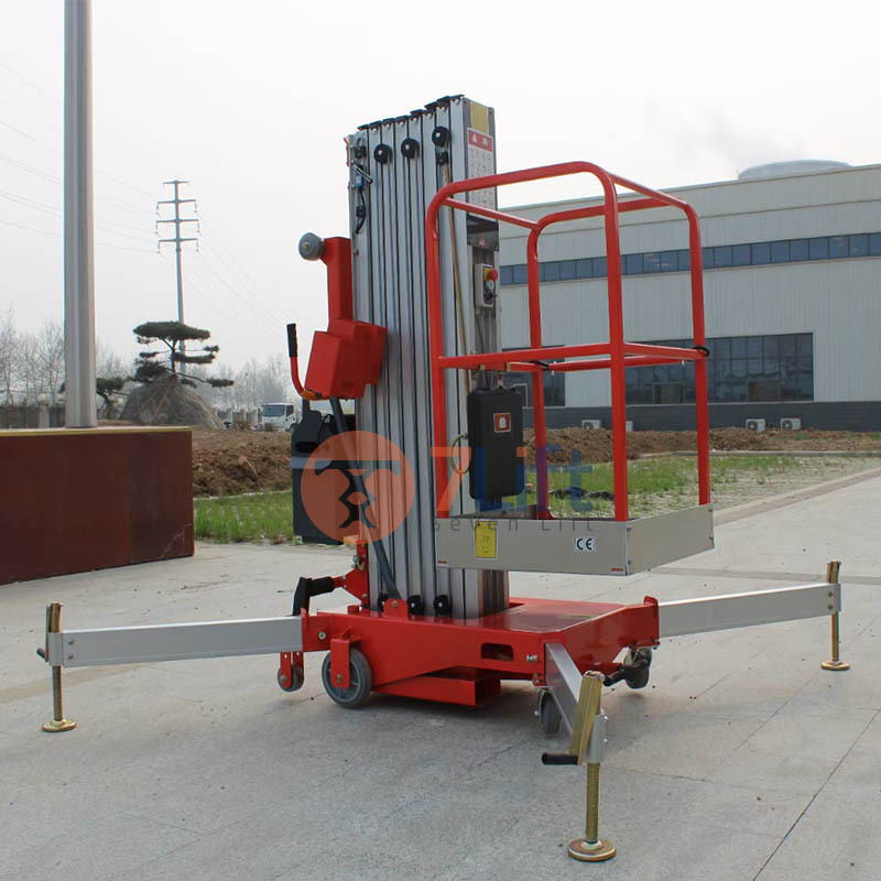 8m 10m scaffolding electric lifting platform mobile single mast aluminium hydraulic 10m manlift