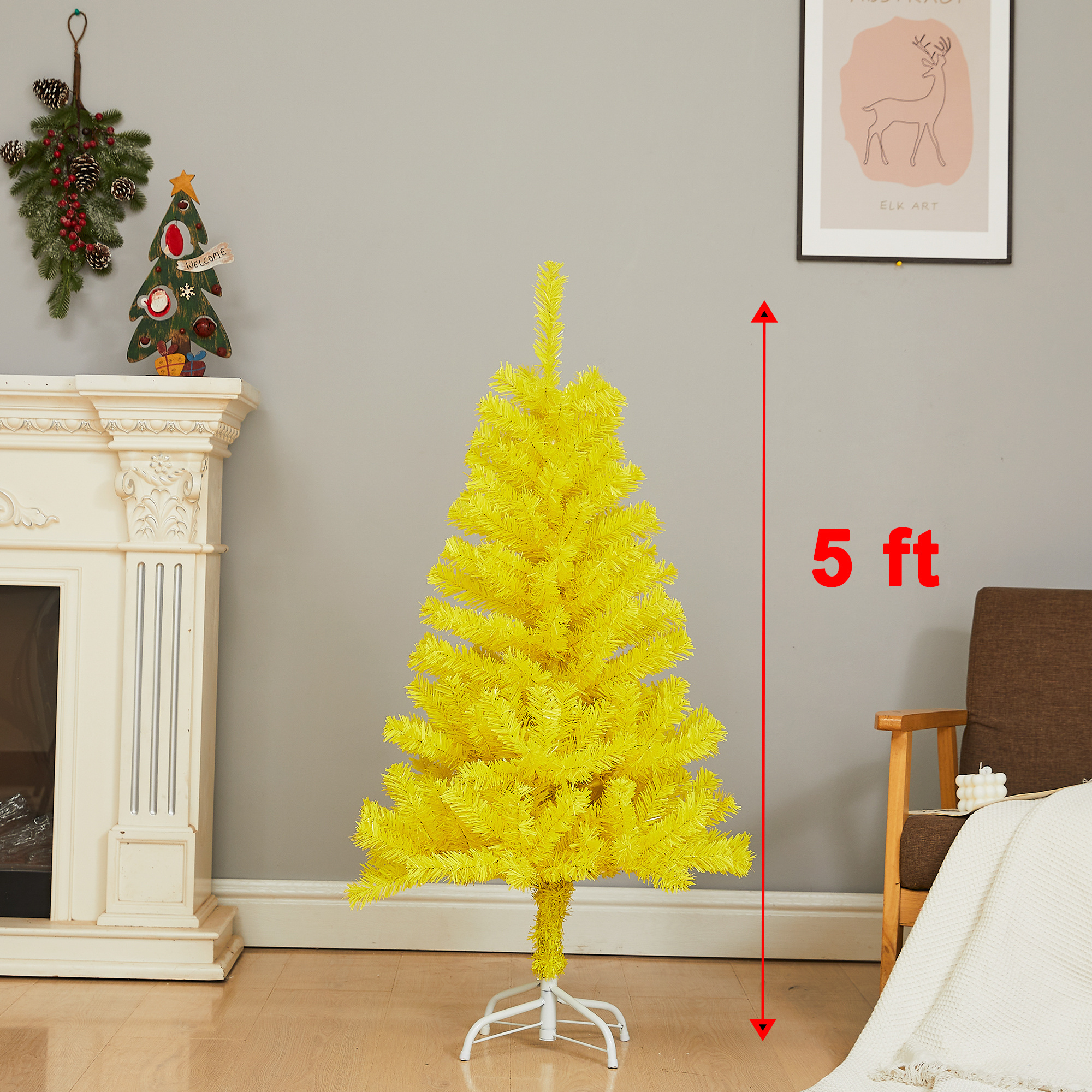 Sevenlots Christmas Tree for decoration Christmas tree holiday indoor home decor 3ft to 7ft yellow or customized color