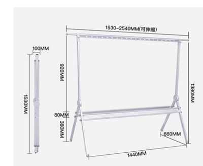 Modern and simple horizontal bar folding floor retractable clothes rail stall extension rack for easy carrying