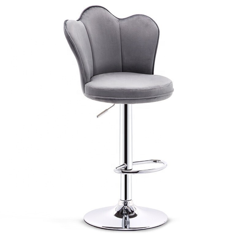 Commercial furniture modern bar stools chairs for bar counter leather bar chair for nightclub velvet spun chair