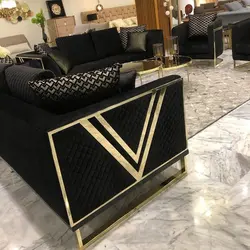 Luxury Gold Stainless Steel Accent Chair Velvet  For Home Hotel single sofa single sofa chairs sofa chair