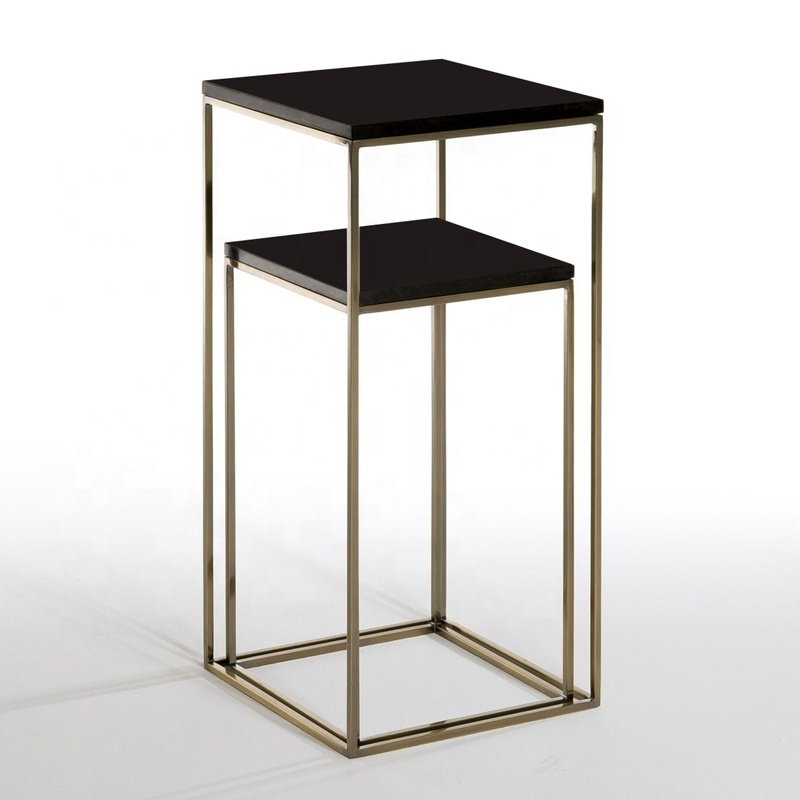 Sofa end table golden flower shelf tall corner small coffee table for living room