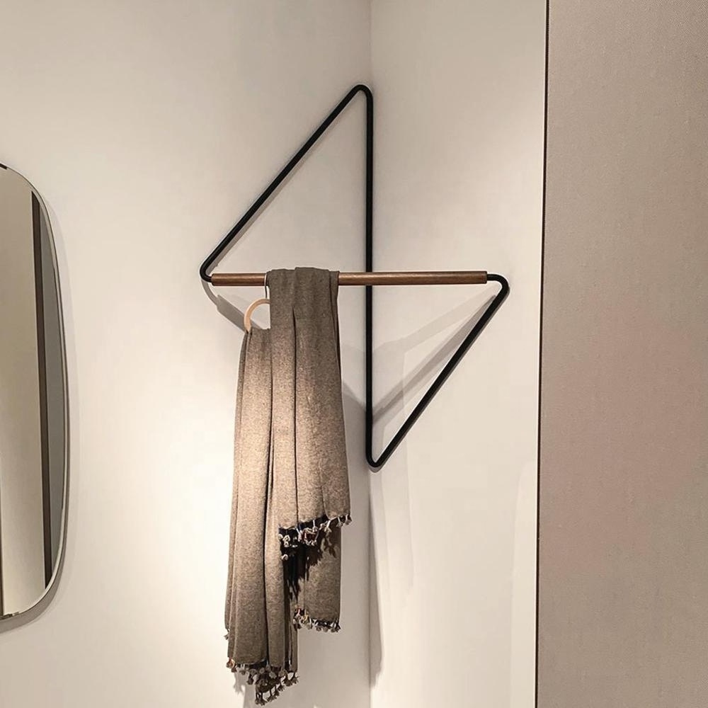 Corner wall-mounted geometric coat rack