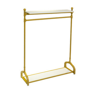 Golden clothing store display rack shelf children's clothing store bridal store double lift floor hanger