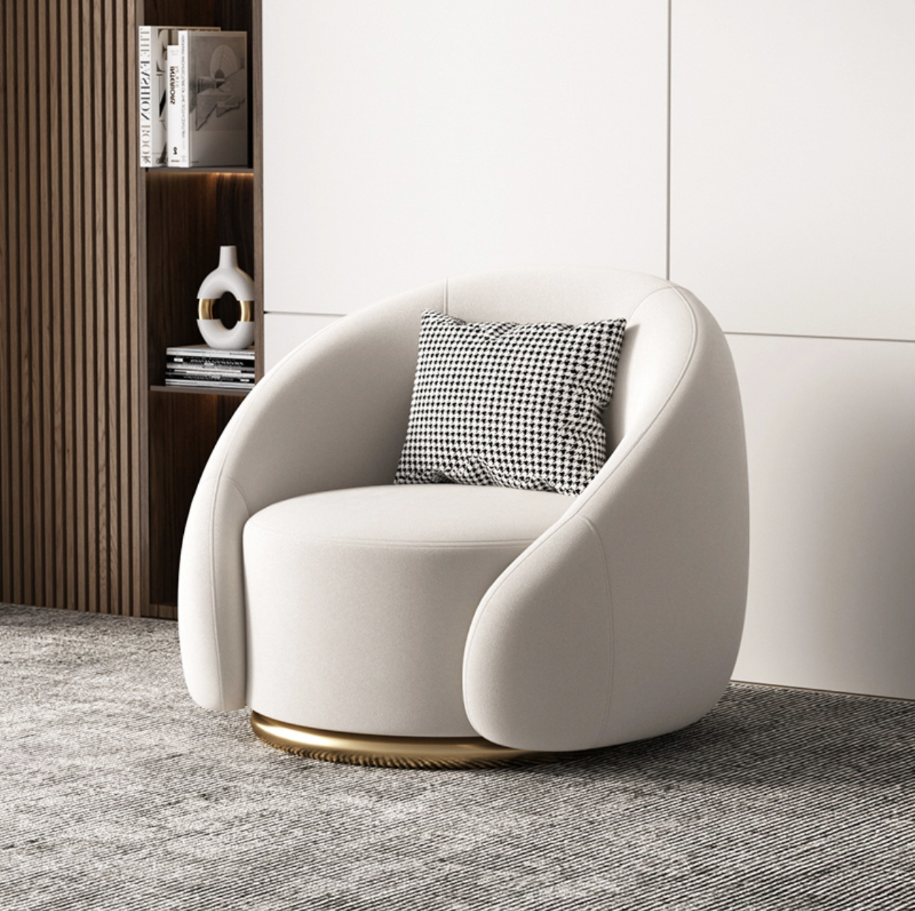 Nordic light luxury lamb wool single sofa chair modern minimalist living room stainless steel foot leisure chair