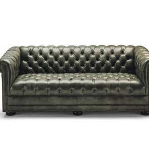 European modern design dark green oil wax leather sofa American neo-classical retro old three-seat sofa