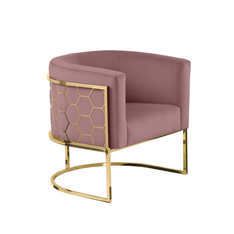 American simple modern light luxury single fabric pink small sofa hotel living room metal balcony lounge chair