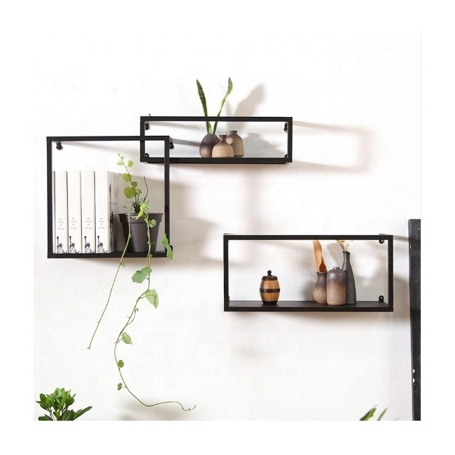 Home Decoration Iron material floating shelf wall mounter with secrew combination wall shelves living room creative furniture