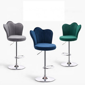 Commercial furniture modern bar stools chairs for bar counter leather bar chair for nightclub velvet spun chair