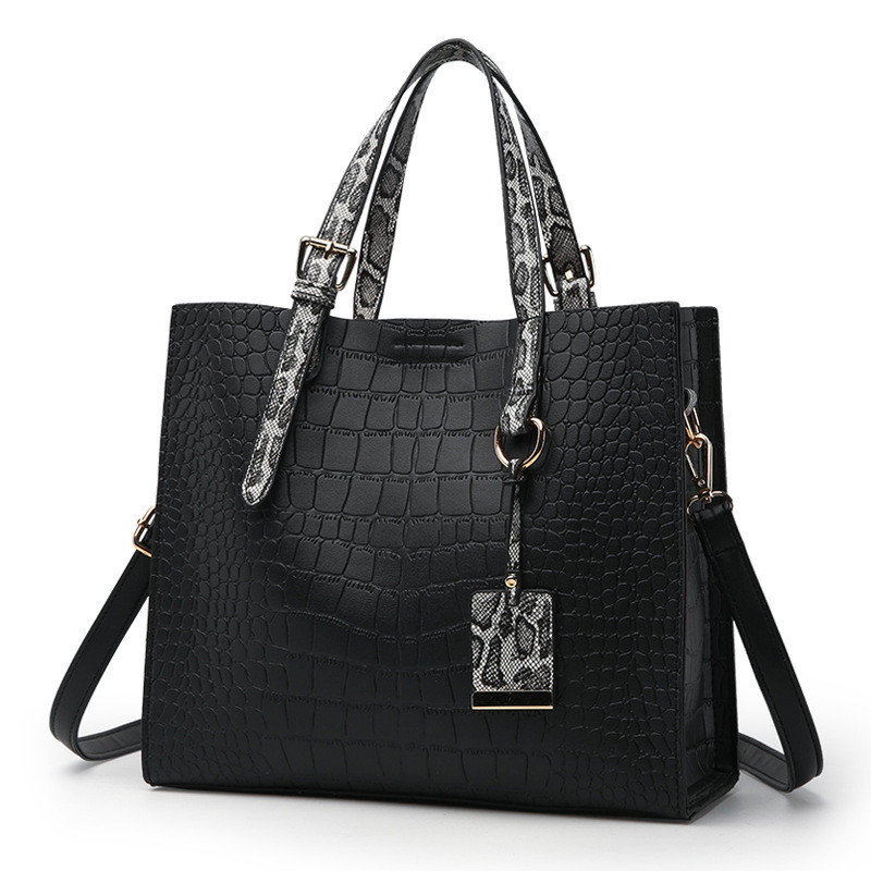 New Design PU Leather Women Ladies Handbag with Snake Skin