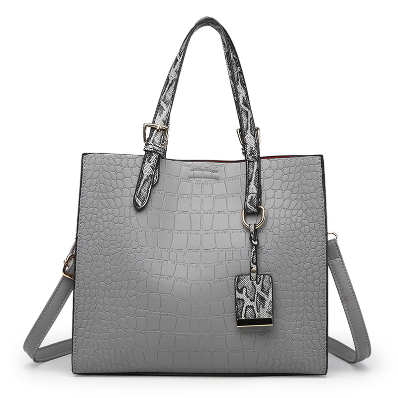 New Design PU Leather Women Ladies Handbag with Snake Skin