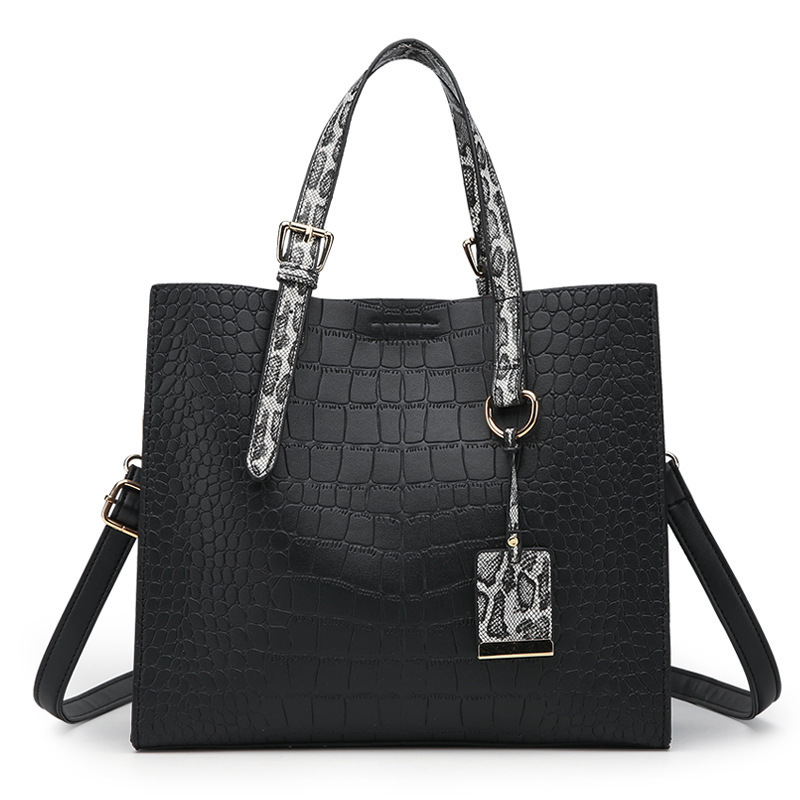 New Design PU Leather Women Ladies Handbag with Snake Skin