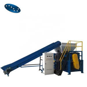 double shaft  shredder with automatic feeding conveyor belt