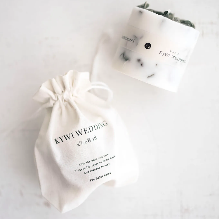 Handmade Reusable Cotton Candle Dust Bag Matt White Candle Pouch Bag 10 Oz Candle Packaging Bags