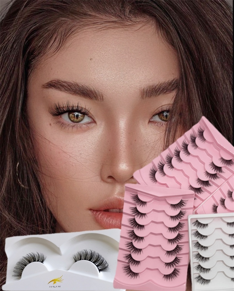 China Sunland  thin band  vagen 3d silk lashes  wholesale vendor half lashes vendor half corner faux mink eyelashes