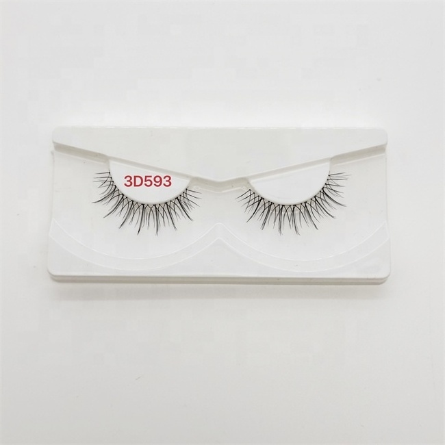 SL Eyelashes Natural Look Short Wispy Full Strip False Lashes 3D Natural Crisscross Faux Mink Lashes with Clear Bands