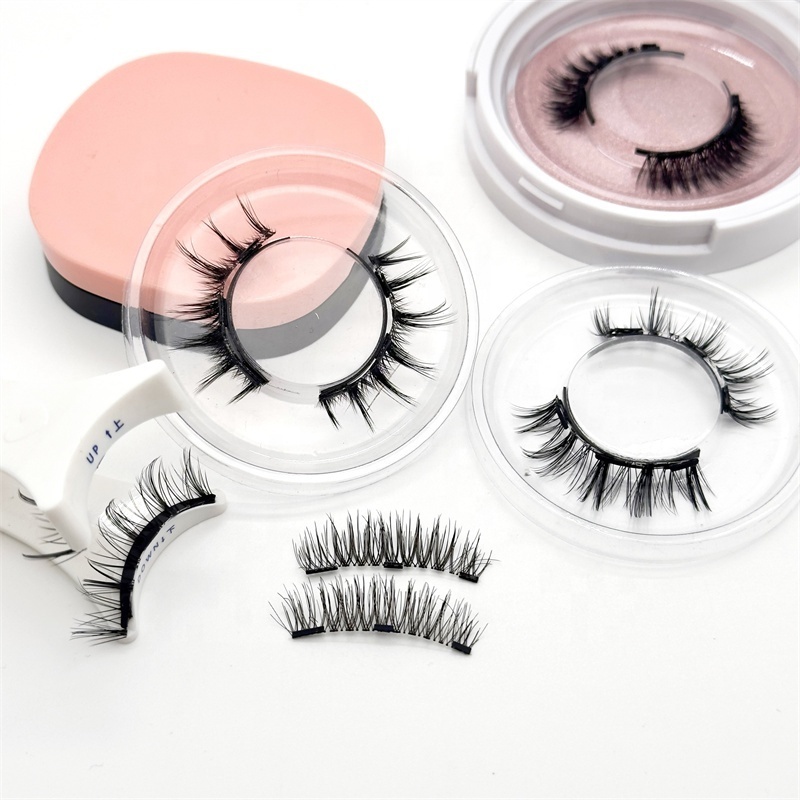 2024 Sunland  New Products  handmade no glue needed No Eyeliner False Eyelashes Soft Magnets Quantum Magnetic Lashes set