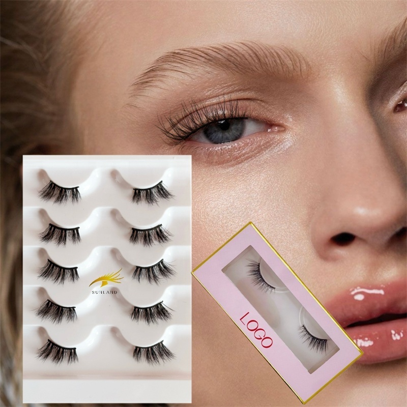 China Sunland  thin band  vagen 3d silk lashes  wholesale vendor half lashes vendor half corner faux mink eyelashes