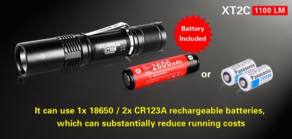 KLARUS XT2C LED Flashlight Waterproof Aluminum Tactical Hunting Torch 1100lm 18650 Battery LED Fflash Light