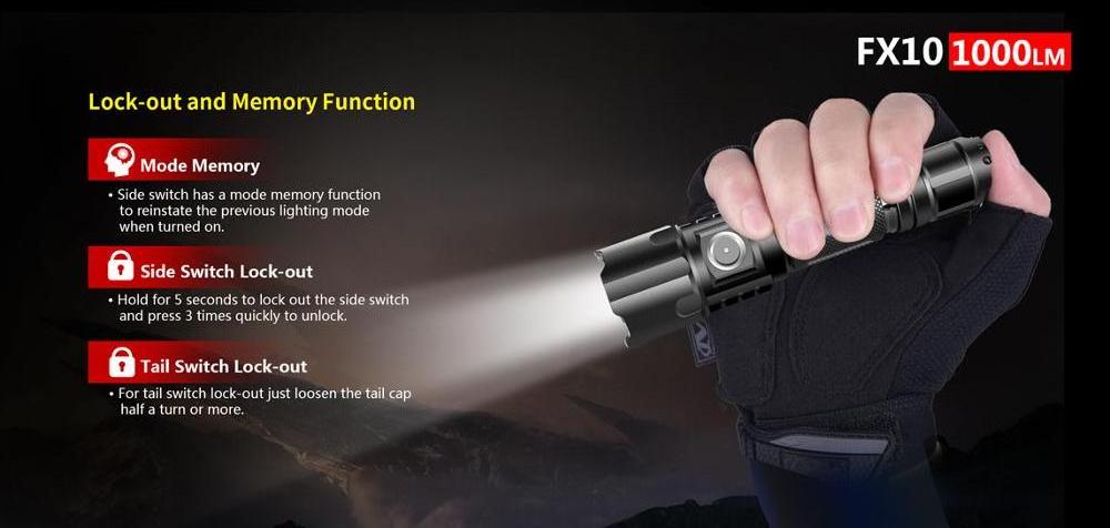 Klarus FX10 Tactical Flashlight XP-L HI V3 LED max 1000Lumen Beam Throw 300 Meter USB Rechargeable Torch