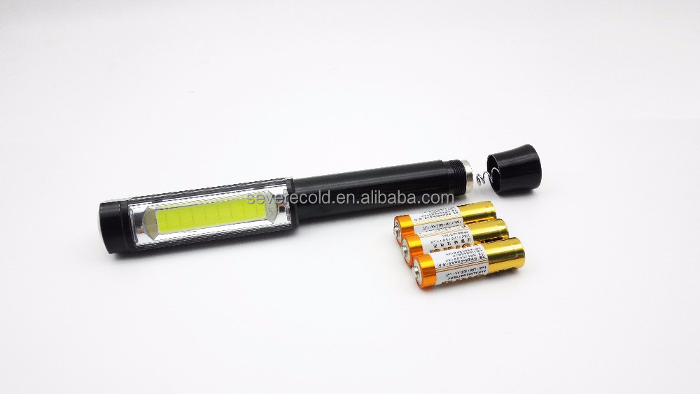 3 AA COB Pen Light  Magnetic Clip Work Light LED Flashlight