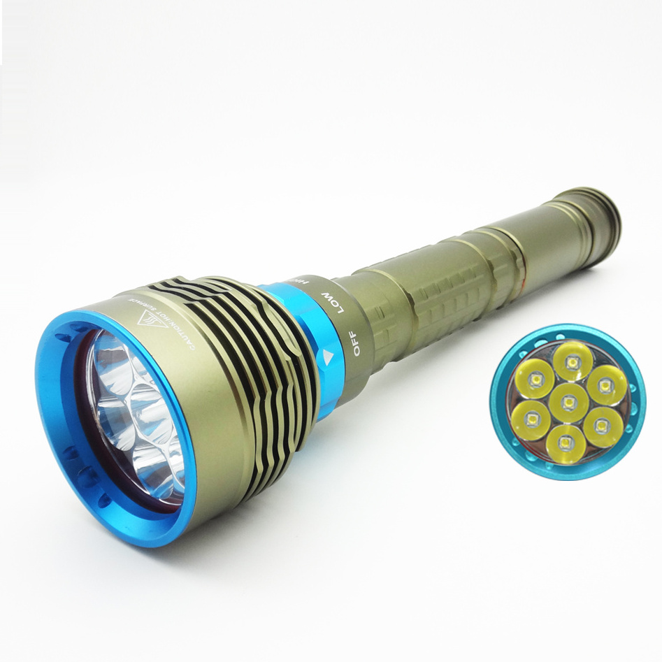 Severe Cold Rechargeable Flashlight Waterproof 7L2 26650 LED Diving Flashlight