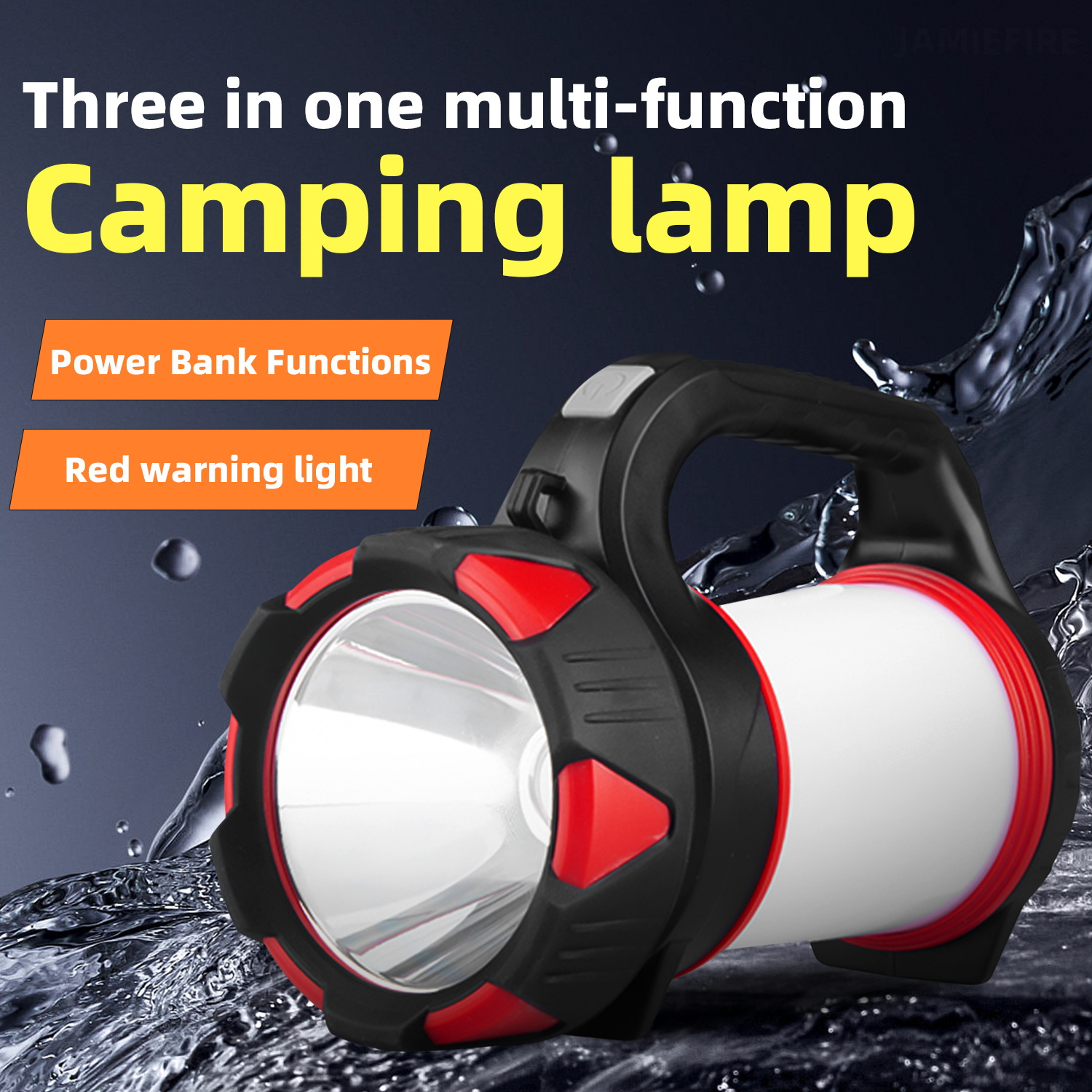 LED Portable Lantern USB Handheld Spotlight With Side Light Waterproof Outdoor Camping Lamp