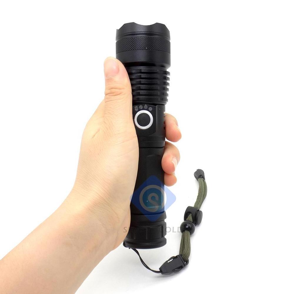 XHP50 Long-range Flashlight Aluminum Alloy Zoom Flashlight USB Charging Outdoor LED Flashlight