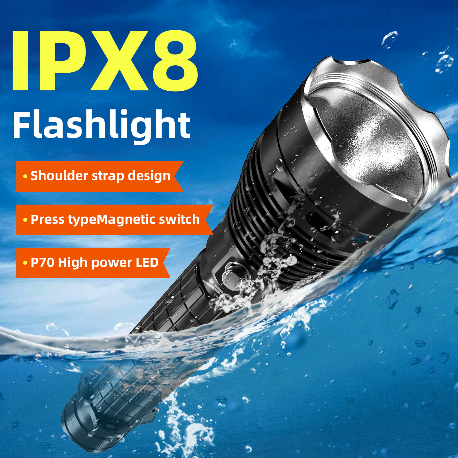 2500 Lumen Aluminium Underwater Diving Lamp LED Torch Rechargeable Waterproof Diving Flashlight