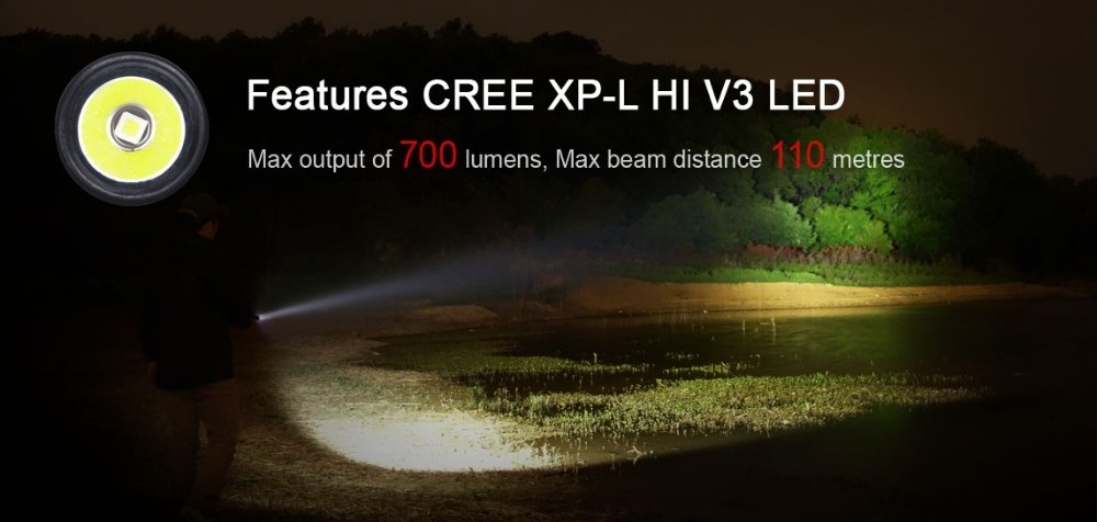 KLARUS Mi7 XP-L HI V3 LED 700 Lumens Mini-might illumination AA Battery EDC Torch Flashlight