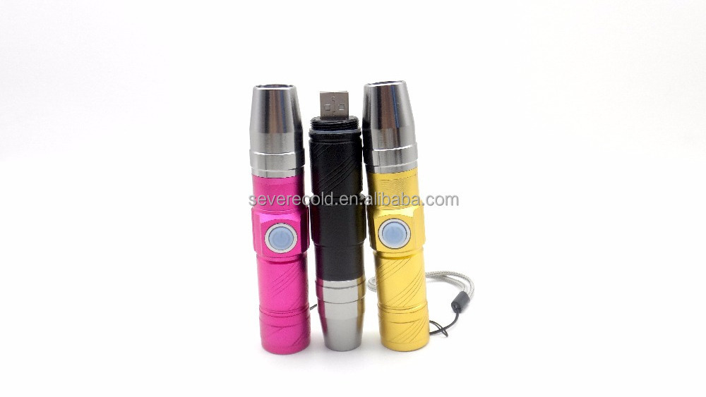 Portable USB Rechargeable Flashlight Purple UV Flash Light Detector Light Flashlight