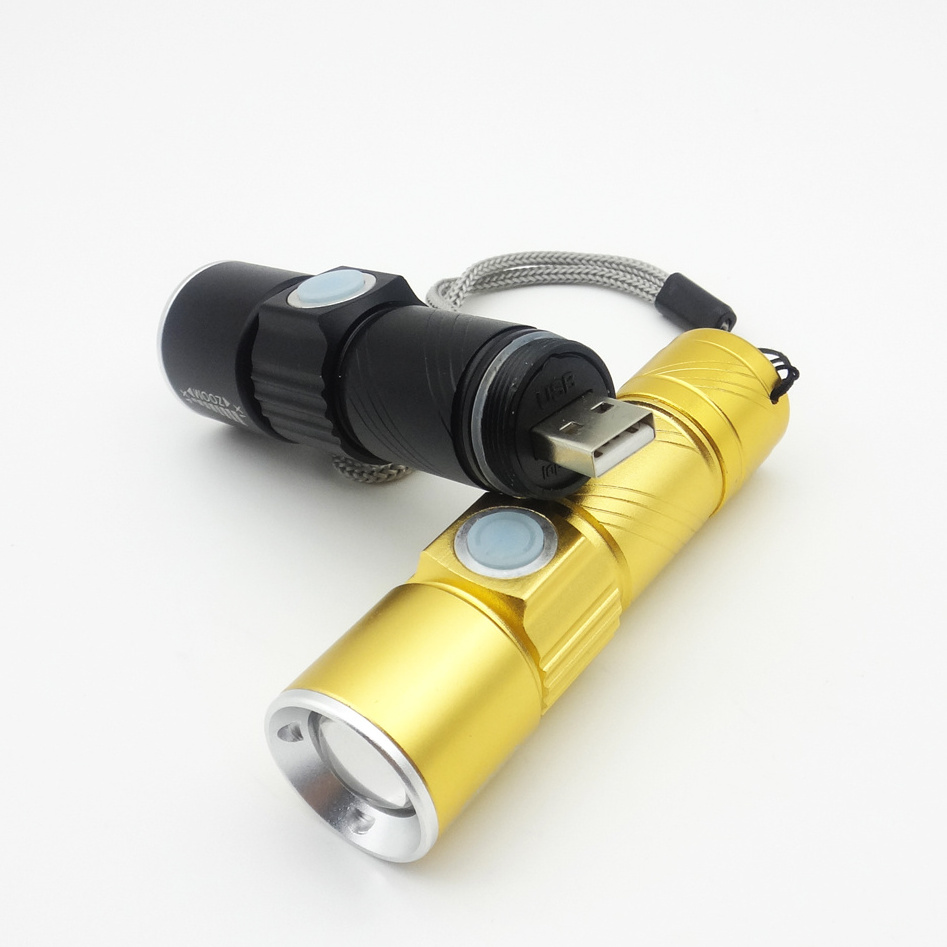 Severe Cold 500 Lumen Zoom Flashlight 3 Mode XPE LED Torch 300 Meter Long Range Rechargeable USB Flashlight