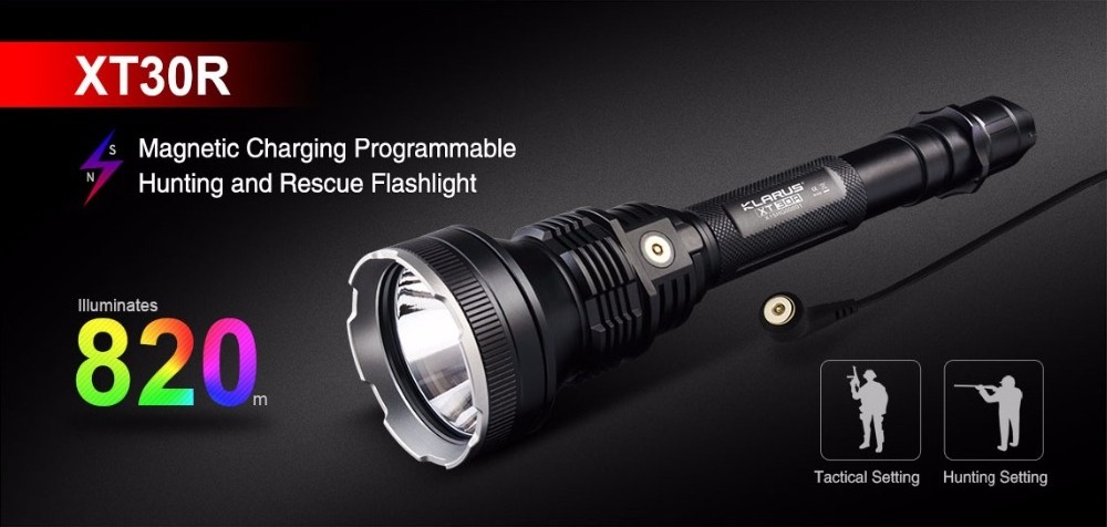 Klarus XT30R LED Flashlight 820M Long beam throw flashlight Rechargeable Torch 6 Mode Torch Camping Waterproof Flashlight